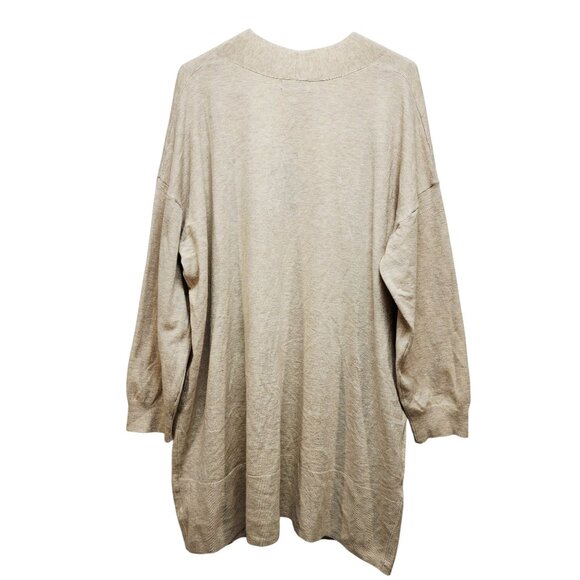 Ava & Viv Womens Plus Size 2X Lightweight Beige Open-Front Cardigan Sweater - Picture 2 of 5
